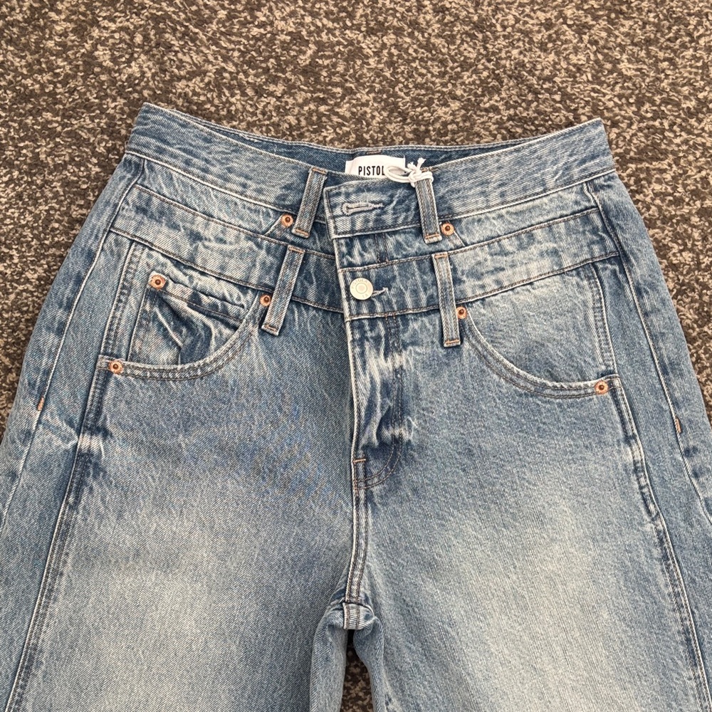Pistola Caleb, high-rise, relaxed, stacked waist jeans in the color era